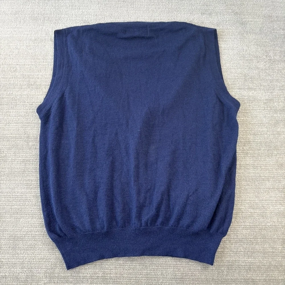 Top Knit Baby Alpaca Vest Women L Navy Blue Academia Soft Stretch Office Classic
